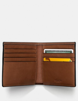 Alternative view of Ví Coach Double Billfold Wallet In Calf Leather Dark Saddle 74912