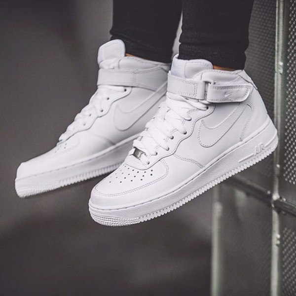 Buy Wmns Air Force 1 Mid 07 Leather 'Triple White' - 366731 100 - White