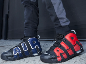 Alternative view of Giày Nike Air More Uptempo Alternates Split 'Navy Red' (GS) DM0017-001