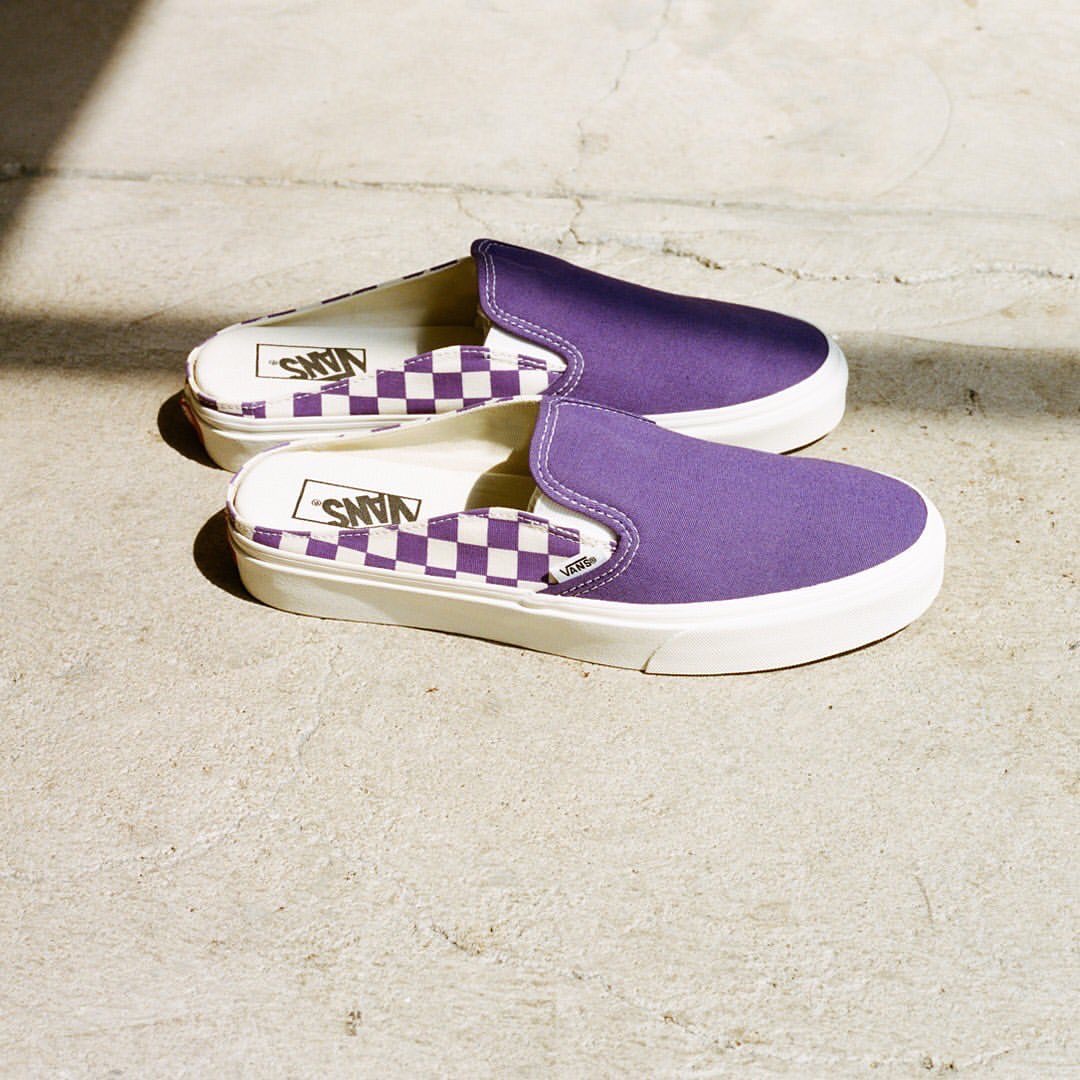 Giày Vans Checkerboard Mule Slip-On Violet Flvnas1U13 - Authentic-Shoes