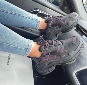 Alternative view of Giày Balenciaga Triple S Sneaker All Over Logo Black Pink 524039 W2FA1 1050