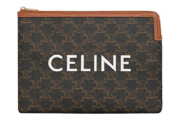 Túi Celine Small Pouch In Triomphe Canvas And Lambskin Tan 10D672BZQ-04LU