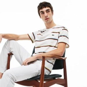 Ao Lacoste Crew Neck Colour Striped Soft T-shirt Multi Color TH4444-2CQ