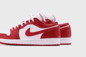 Alternative view of Giày Nike Air Jordan 1 Low Gym Red White (GS) 553560-611