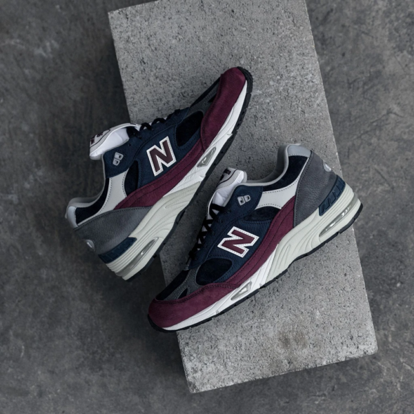 Giày New Balance 991 Made in England 'Navy Burgundy' M991RKB - Hình ảnh 3