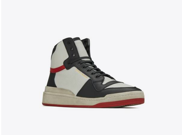 Giày Saint Laurent SL24 Mid Top Sneaker Black White Red - Hình ảnh 2