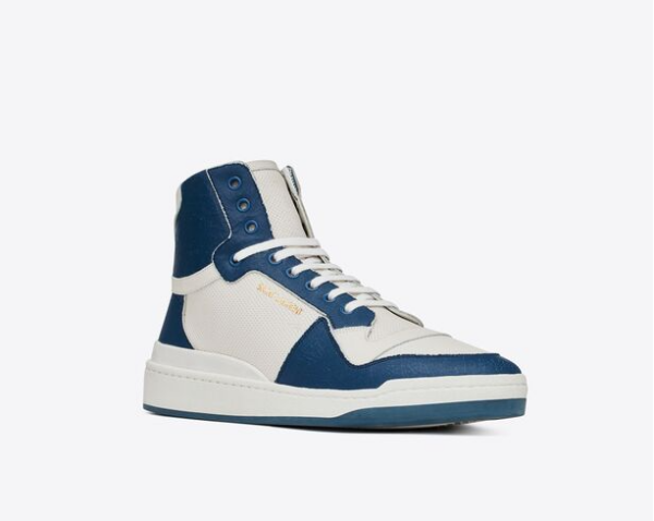 Giày Saint Laurent SL24 Mid Top Sneaker Navy White - Hình ảnh 2