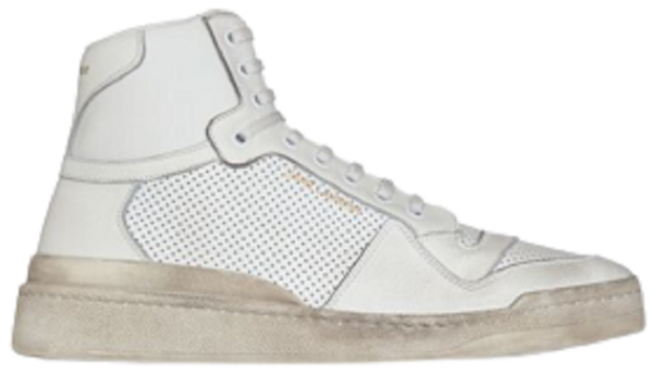 Giày Saint Laurent SL 24 Mid Top In Used Look Leather 'Optic White'