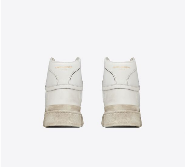 Giày Saint Laurent SL 24 Mid Top In Used Look Leather 'Optic White' - Hình ảnh 3