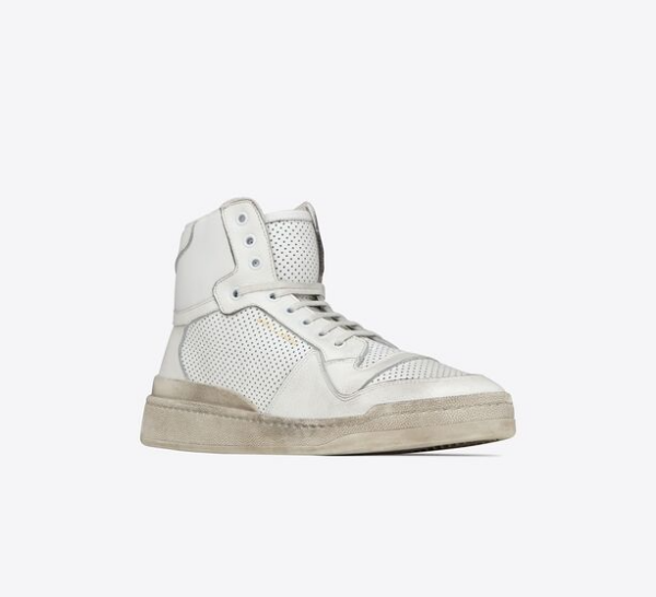 Giày Saint Laurent SL 24 Mid Top In Used Look Leather 'Optic White' - Hình ảnh 4