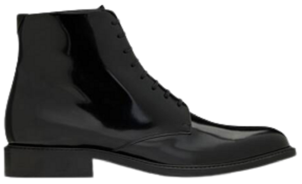 Giày Saint Laurent Army Laced Boots In Shiny Leather 'Black'