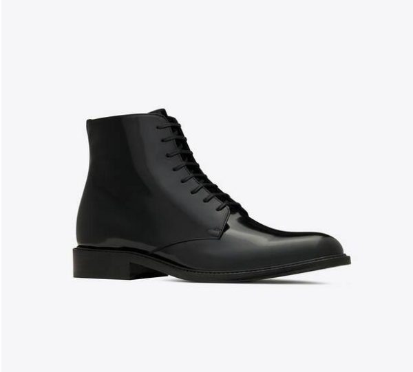 Giày Saint Laurent Army Laced Boots In Shiny Leather 'Black' - Hình ảnh 3