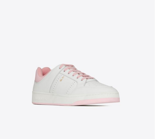 Giày Saint Laurent SL 61 Low Top In Grained Leather 'White Baby Pink' - Hình ảnh 4