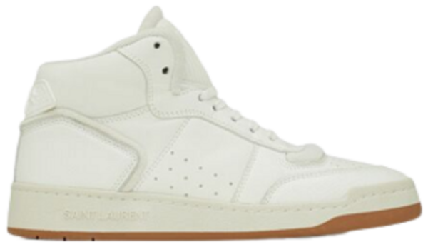 Giày Saint Laurent SL 80 Mid Top In Smooth And Grained Leather 'White'