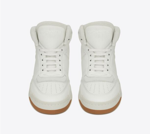 Giày Saint Laurent SL 80 Mid Top In Smooth And Grained Leather 'White' - Hình ảnh 3