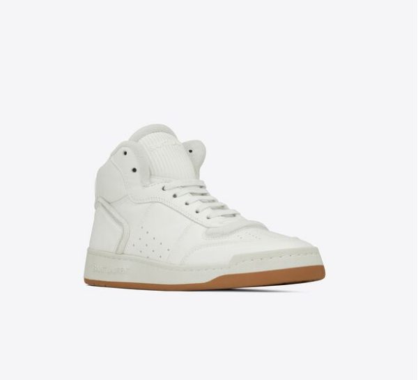 Giày Saint Laurent SL 80 Mid Top In Smooth And Grained Leather 'White' - Hình ảnh 4