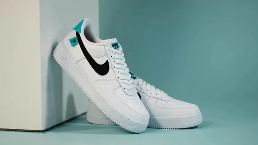 Nike Air Force 1 '07 Worldwide Pack Shoes - Size 7 - 100 White / Blue Fury-Black