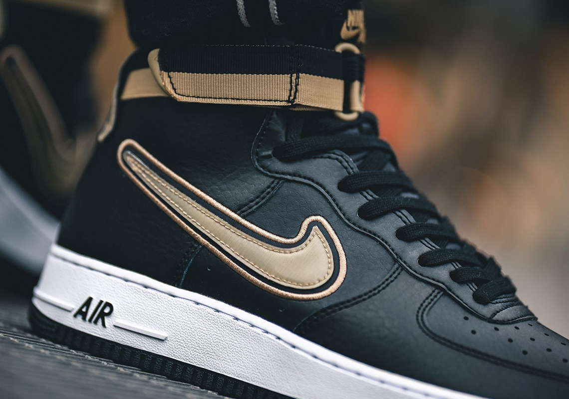 Nike Air Force 1 High NBA Black 'Metallic Gold' AV3938-001 - KICKS CREW