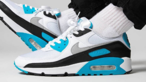 Alternative view of Giày Nike Air Max 90 Mesh GS 'Blue Lagoon' 833418-101