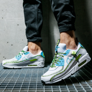Alternative view of Giày Nike Air Max 90 SE 'Worldwide Pack Blue Fury Volt' CZ6419-100