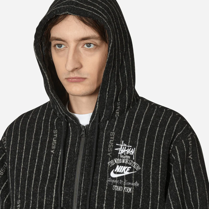 Stussy x Nike Striped Wool Jacket Black-