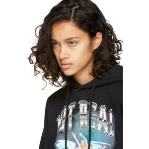 Alternative view of Áo Off White Not Real Naked Angel Black Hoodie OW0014