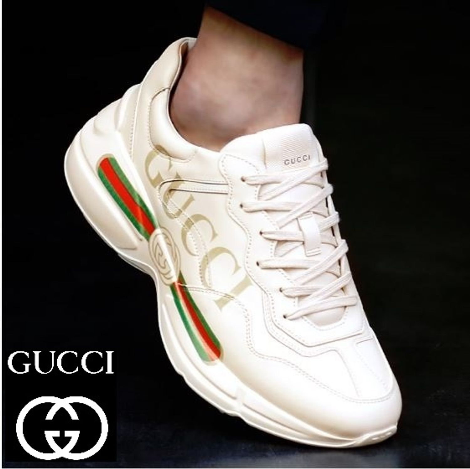 Giày Gucci Rhython Leather Sneaker 'Logo' 500877 DRW00 9522
