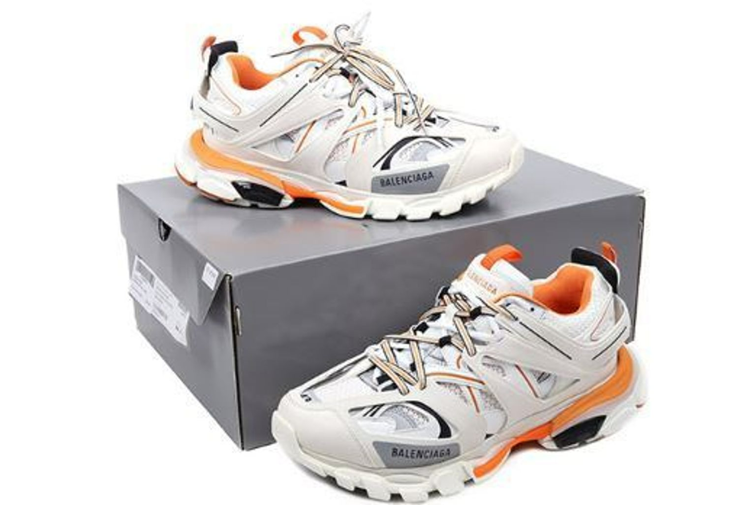 Balenciaga  Shoes  Balenciaga Orange And White Track Sneakers  Poshmark