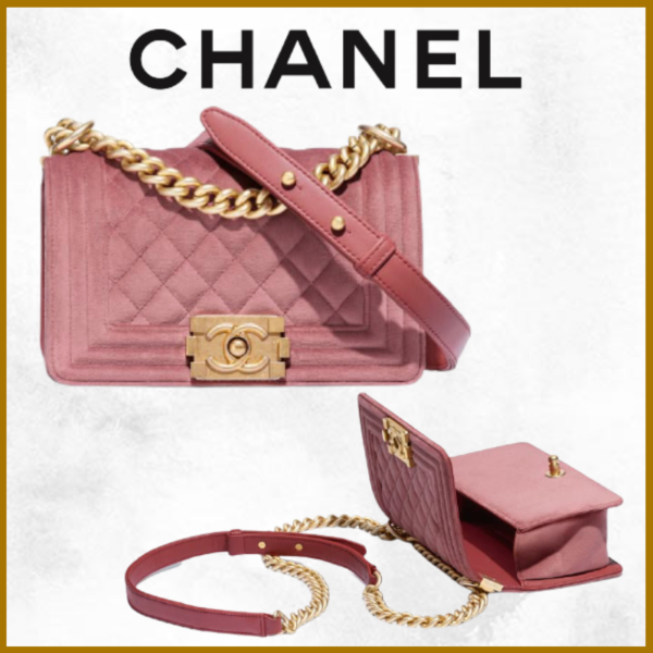 Túi Chanel Small Boy Handbag Velvet Gold Metal Pink A67085-B02302-N5967 - Ảnh 2