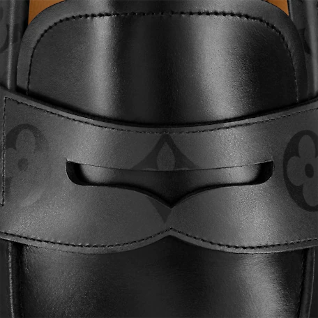 Louis Vuitton Black Leather Saint Germain Loafers Size 40.5 at