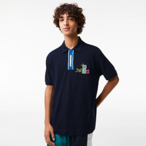 Ao Lacoste Contrast Placket Crocodile Badge 'Navy Blue' PH1465-166