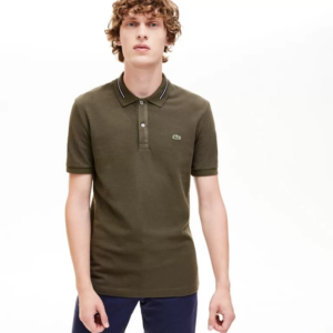 Alternative view of Áo Men's Lacoste Striped Accents Olive Polo Shirt PH8522-S7T