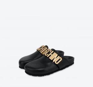 Alternative view of Giày Moschino Lettering Logo Calfskin Sabot 'Black' MA10403G1EMF0000