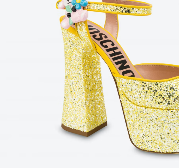 Giày Cao Gót Moschino High Glitter Platform 'Yellow' MA1611EC0EMJN400 - Hình ảnh 4