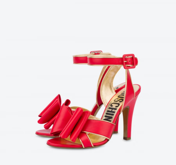 Giày Cao Gót Moschino Low Bow Calfskin 'Red' MA1641AC1EMFL501 - Ảnh 2