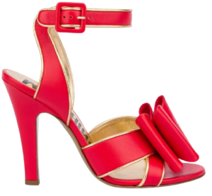 Giày Cao Gót Moschino Low Bow Calfskin 'Red' MA1641AC1EMFL501