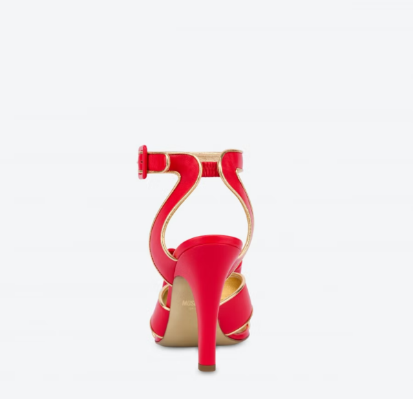 Giày Cao Gót Moschino Low Bow Calfskin 'Red' MA1641AC1EMFL501 - Ảnh 3