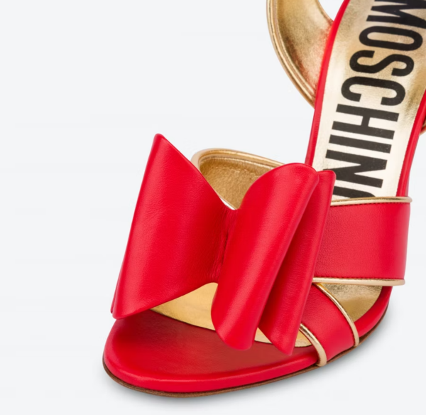 Giày Cao Gót Moschino Low Bow Calfskin 'Red' MA1641AC1EMFL501 - Ảnh 4