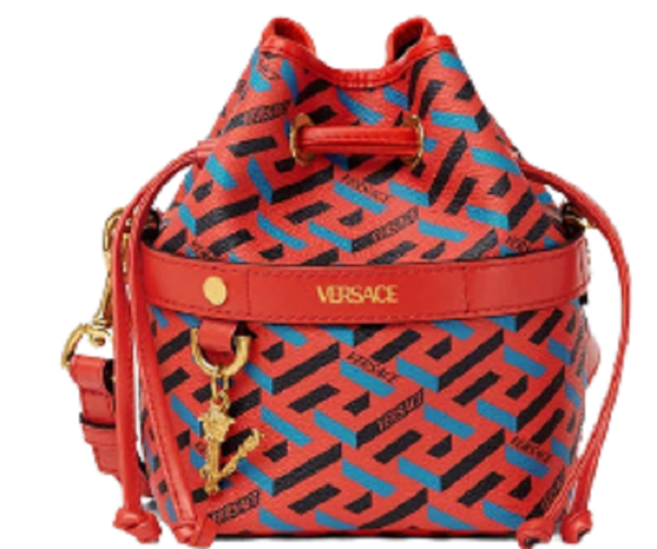 Túi Versace La Greca Signature Mini Bucket Blue Red 1001856-1A01444-5R08V