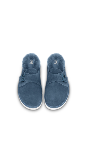 Alternative view of Giày Louis Vuitton LV Easy Mules With Fur 'Blue' 1A9INY