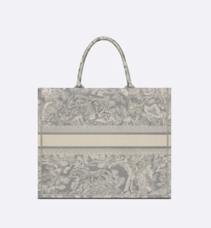 Tui Dior Large Book Tote 'Gray Toile De Jouy Reverse Embroidery' M1286ZRGO-M932