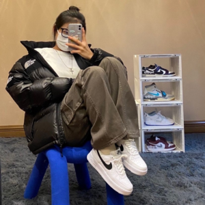 Alternative view of Giày Nike Air Force 1 GS 'White Black' CT3839-100