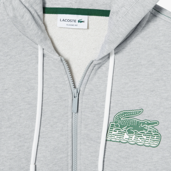 Áo Lacoste Fleece Hood Zip-up 'Grey' SH5088-53G-CCA - Hình ảnh 2