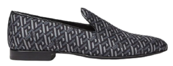 Giày Versace La Greca Jacquard Slippers Black Gray DSU6488-1A01742-5B050