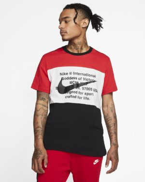 Alternative view of Áo Nike Sportswear Swoosh Shortsleeve Shirt 'BlackRedWhite' CU9736-010