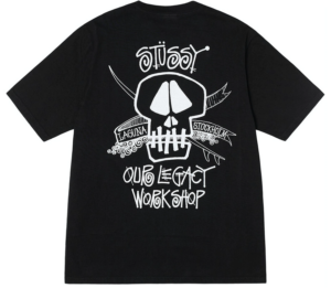 Ao Stussy x Our Legacy Work Shop Surf Skull Pigment Dyed Tee 'Black'