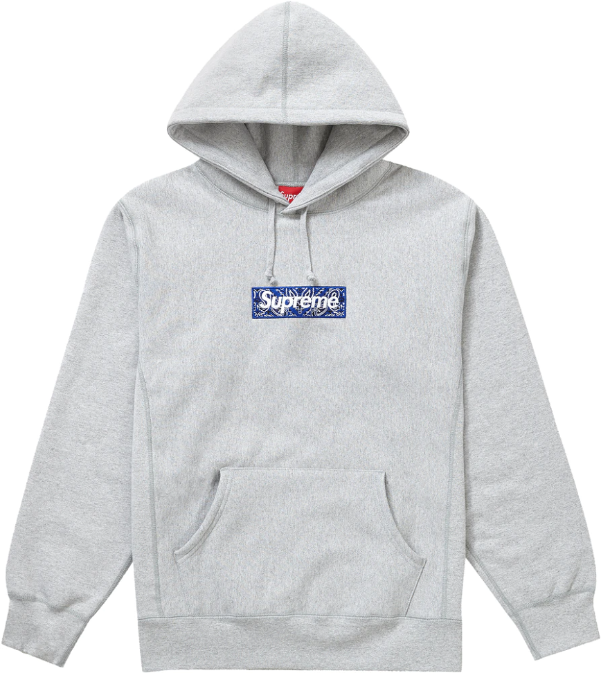 Áo Supreme Bandana Box Logo Hooded Sweatshirt Heather Grey Sup-Bablhshgy -  Authentic-Shoes