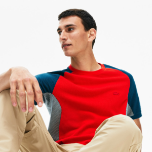 Ao Lacoste Colourblock Pique Crew Neck T-shirt Red TH5017-00