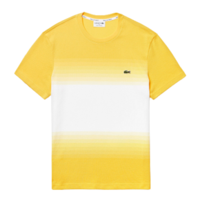 Ao Lacoste Cotton Pique Cotton Crew Neck T-shirt White Yellow TH5074-00