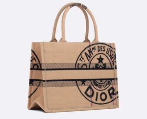 Tui Dior Medium Book Tote 'Beige Jute Canvas Embroidered' M1296ZRUW-M918